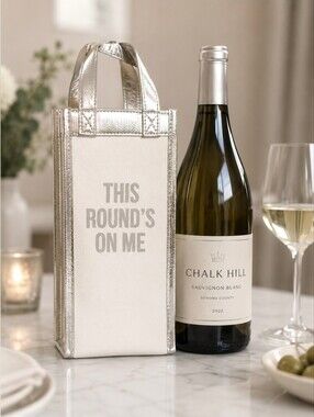 8 Oak Lane Canvas Wine "This Round's On Me"